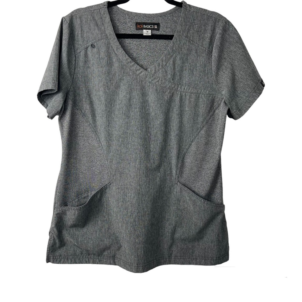 Koi Basic Gray Stretchy Medium Scrub Top Size Medium